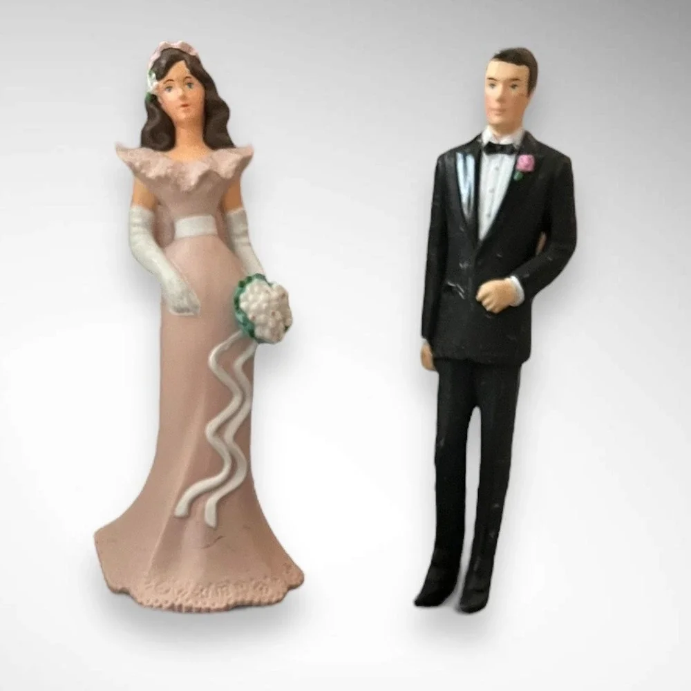 WILTON Vintage 1991 Bride and Groom Cake‎ Toppers 4.5